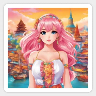 Beautiful pink hair anime princess Magnet